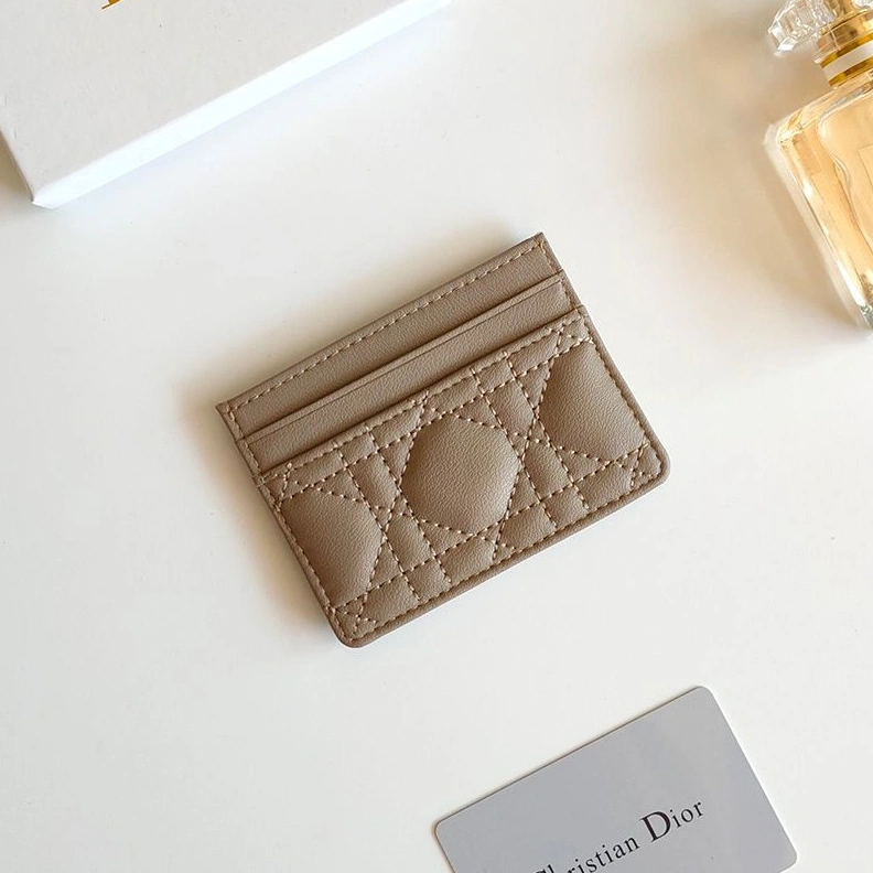 NewStyle 8955 Dior Card Holder Cannage Calfskin Taupe