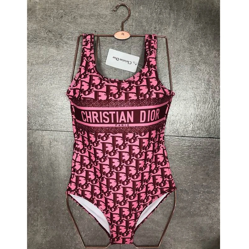 Popular 1162 Christian Dior Swimsuit Women Oblique Motif Lycra Rose