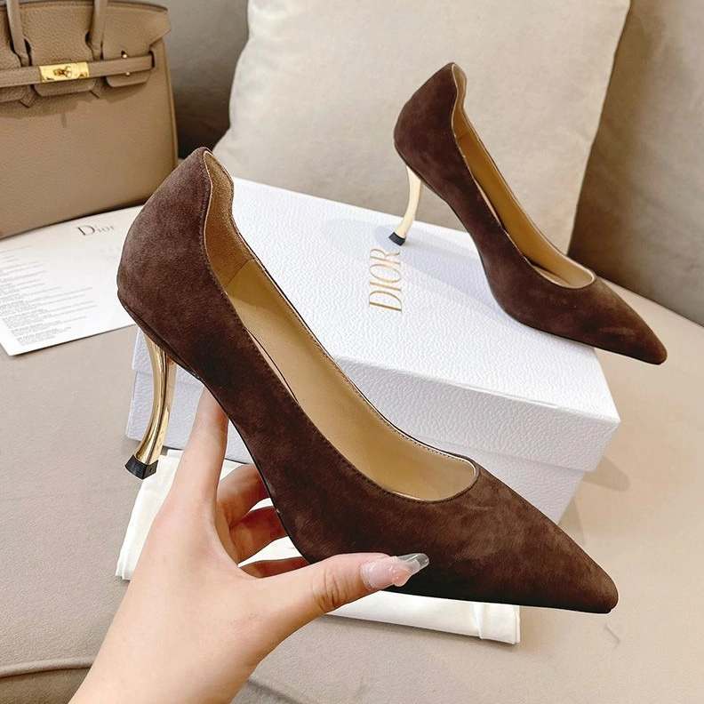 Popular 3150 Dior D-Fame Pumps Women Suede Brown