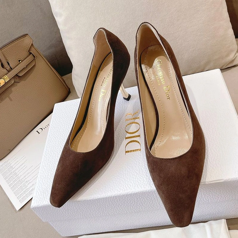Popular 3150 Dior D-Fame Pumps Women Suede Brown
