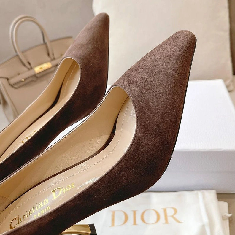 Popular 3150 Dior D-Fame Pumps Women Suede Brown