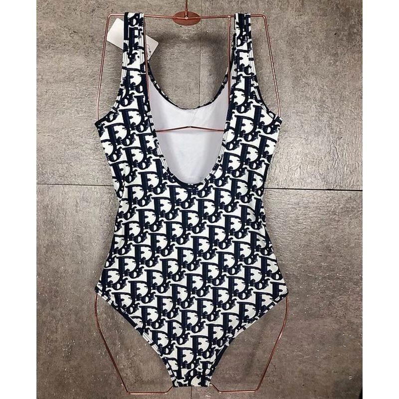 Popular 4256 Christian Dior Swimsuit Women Oblique Motif Lycra Black