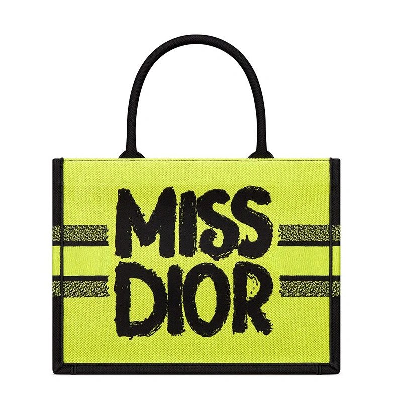 Popular 5081 Dior Book Tote In Miss Dior Graffiti Motif Canvas Yellow