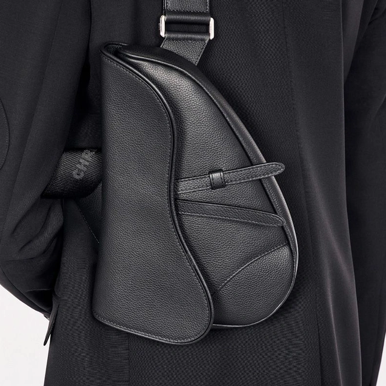 Popular 5676 Dior Saddle Crossbody Grainded Calfskin Black