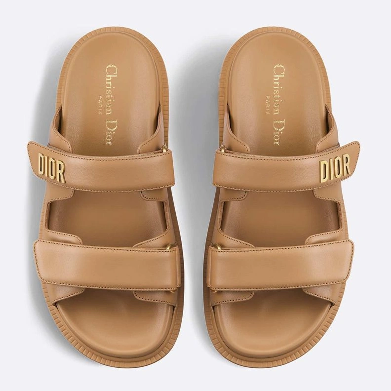Popular 5901 DiorAct Slides Women Calfskin Brown