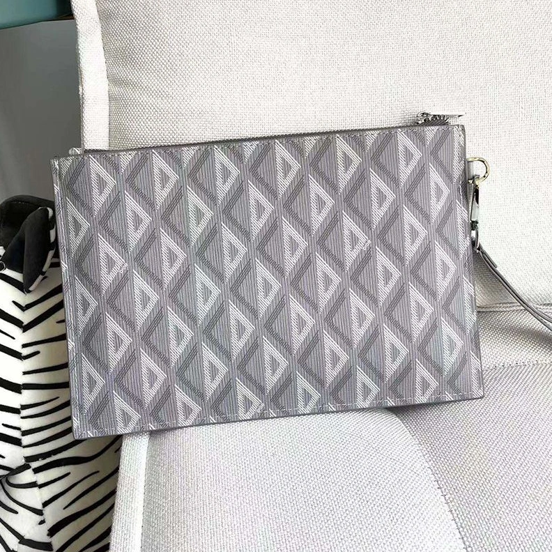 Popular 6729 Dior Pouch CD Diamond Canvas Grey