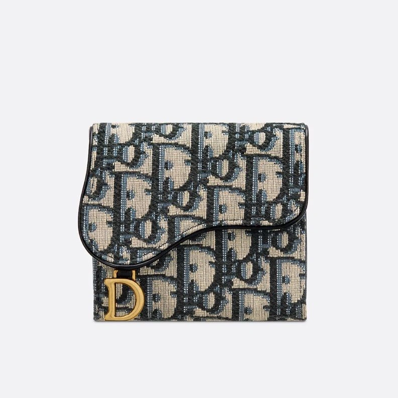Popular 8531 Dior Saddle Lotus Wallet In Oblique Motif Canvas Blue