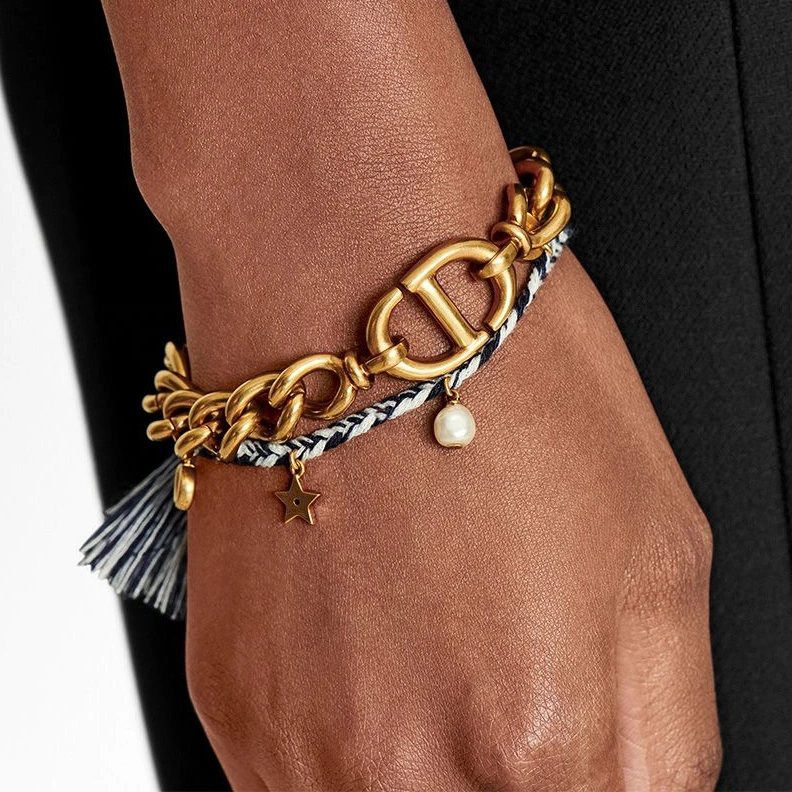 Popular 9065 Dior CD Navy Bracelet Metal Gold