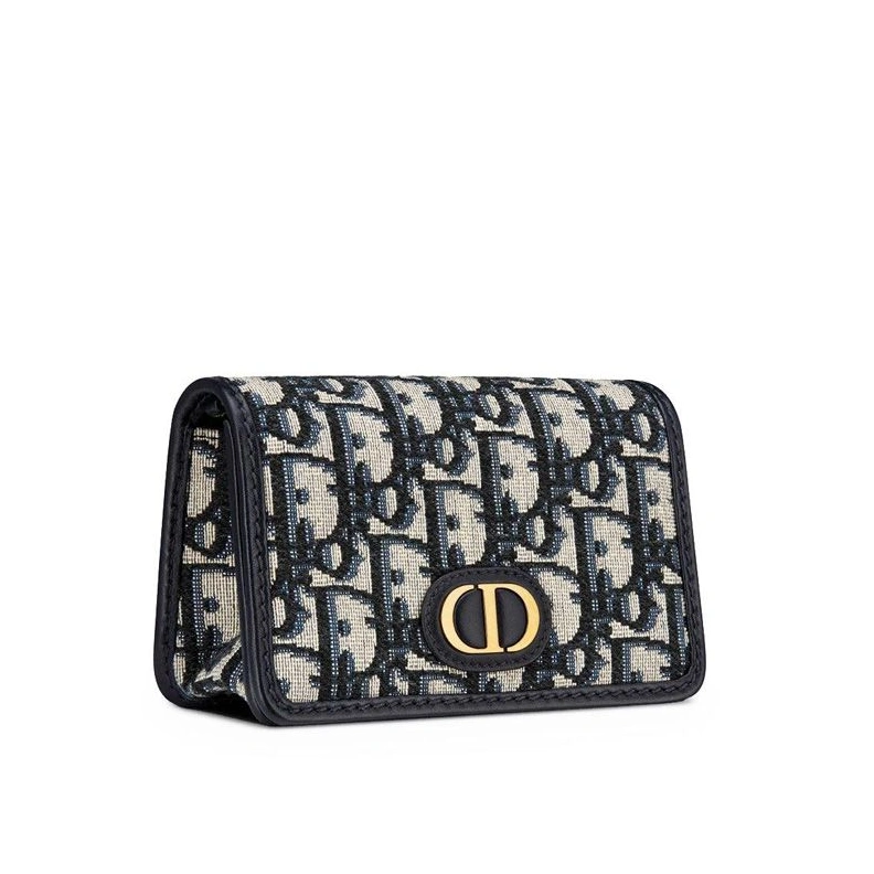 Popular 9892 Nano Dior 30 Montaigne Chain Pouch In Oblique Motif Canvas Blue