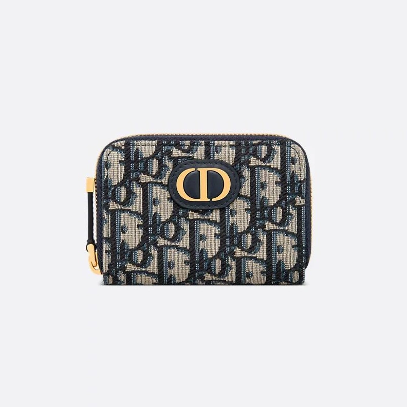 Small Dior 30 Montaigne Voyageur Coin Purse In Oblique Motif Canvas Blue AllSeason 320
