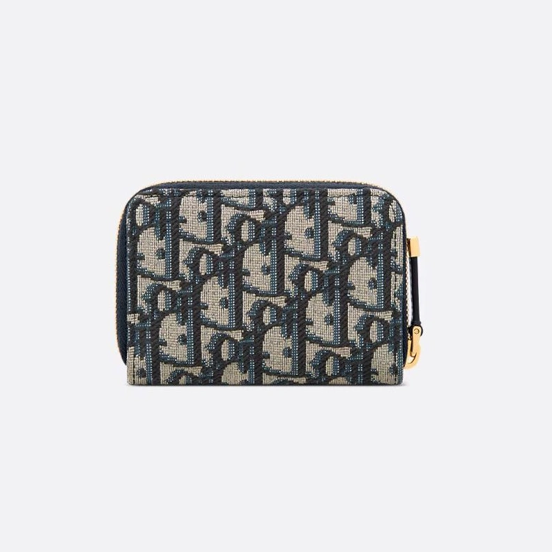 Small Dior 30 Montaigne Voyageur Coin Purse In Oblique Motif Canvas Blue AllSeason 320