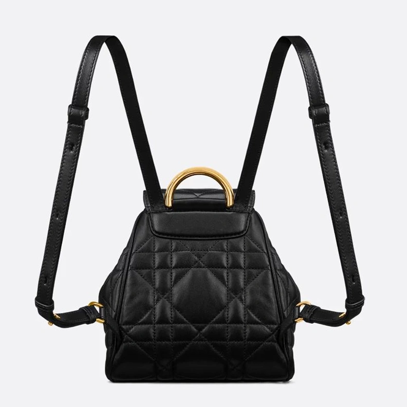 Small Dior Caro Backpack In Macrocannage Lambskin Black Comfortable 7176