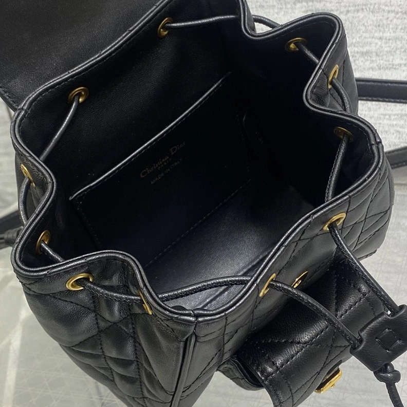 Small Dior Caro Backpack In Macrocannage Lambskin Black Comfortable 7176