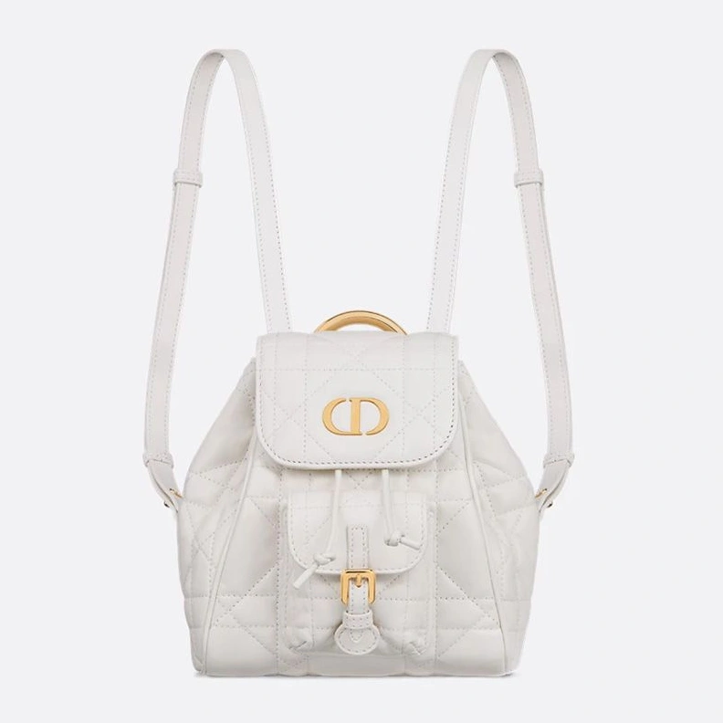 Small Dior Caro Backpack In Macrocannage Lambskin White DailyWear 2815