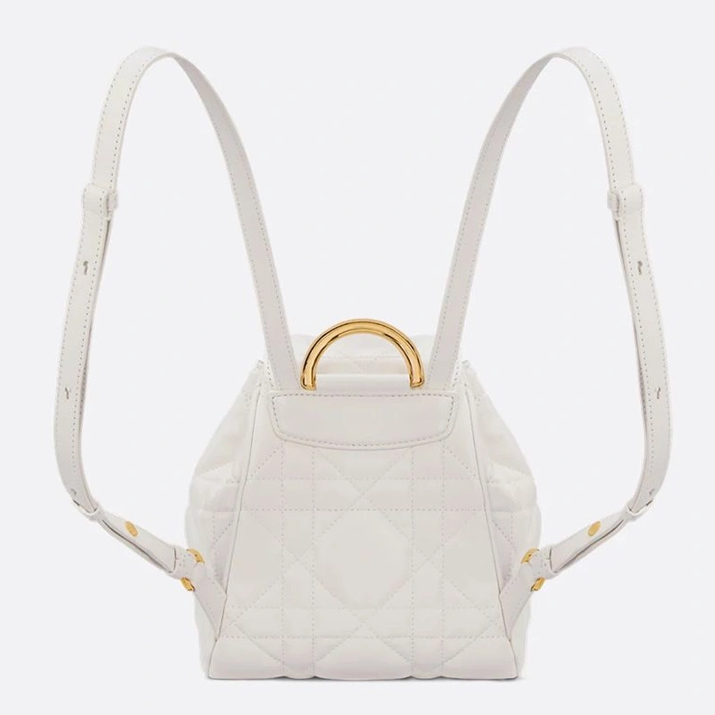 Small Dior Caro Backpack In Macrocannage Lambskin White DailyWear 2815