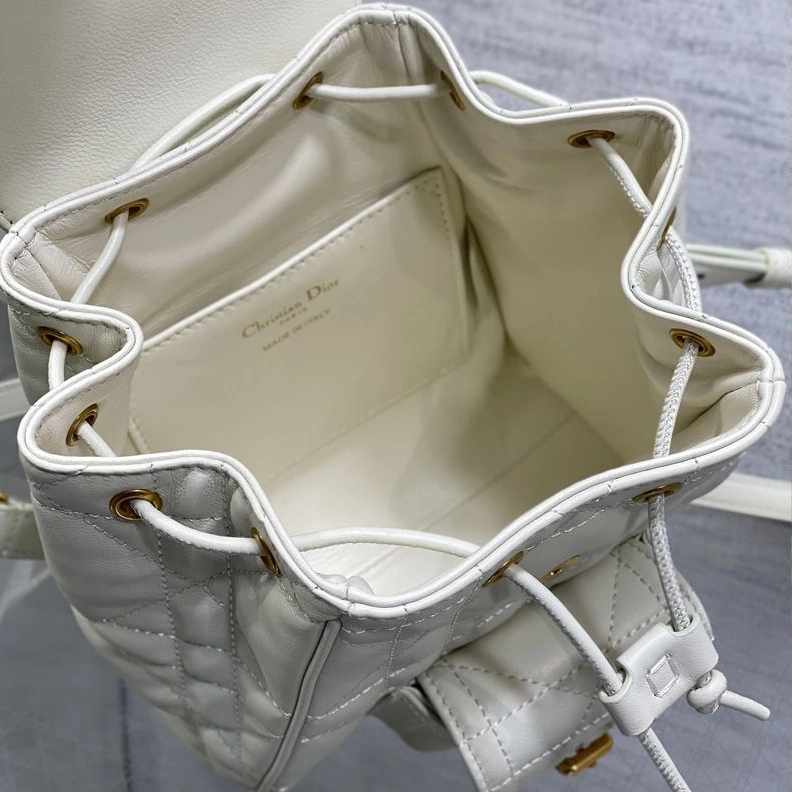 Small Dior Caro Backpack In Macrocannage Lambskin White DailyWear 2815
