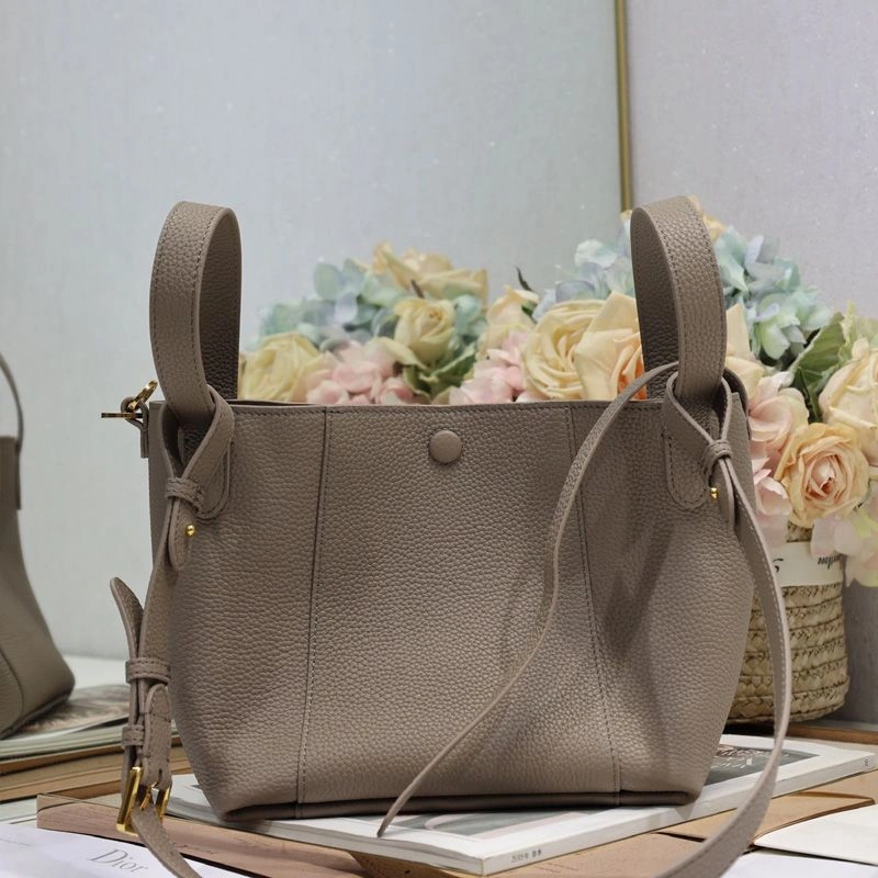 Small Dior Signature Bucket Bag In Grained Calfskin Grey GoAnywhere 8359