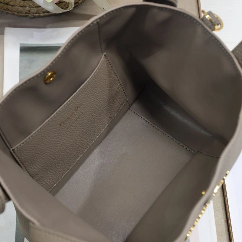 Small Dior Signature Bucket Bag In Grained Calfskin Grey GoAnywhere 8359