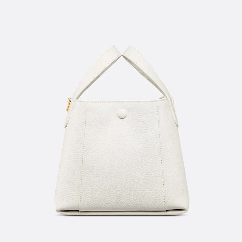 Small Dior Signature Bucket Bag In Grained Calfskin White Comfortable 827