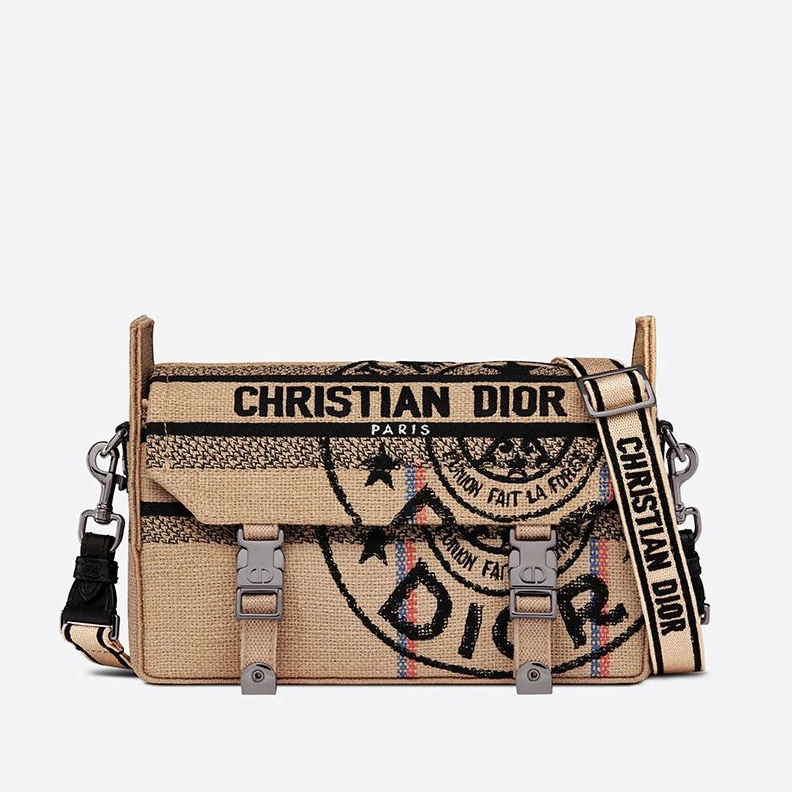 Small Diorcamp Messenger In Jute Motif Canvas Beige Trendy 1838