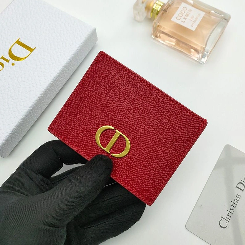 SmartChoice 1224 Dior 30 Montaigne Card Holder Grained Calfskin Red