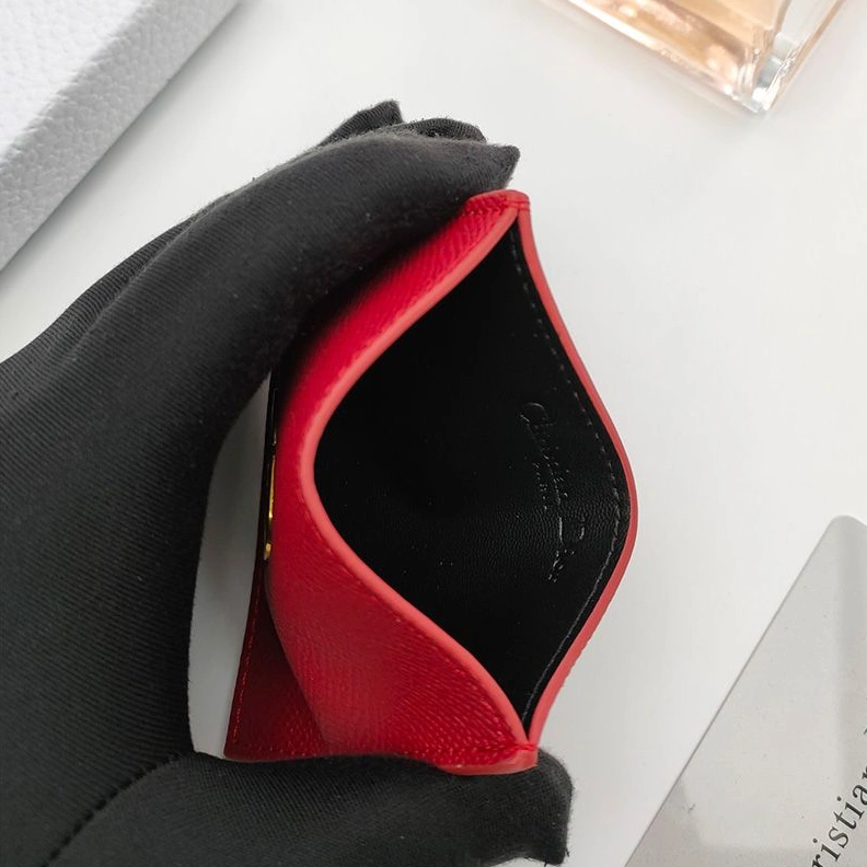 SmartChoice 1224 Dior 30 Montaigne Card Holder Grained Calfskin Red