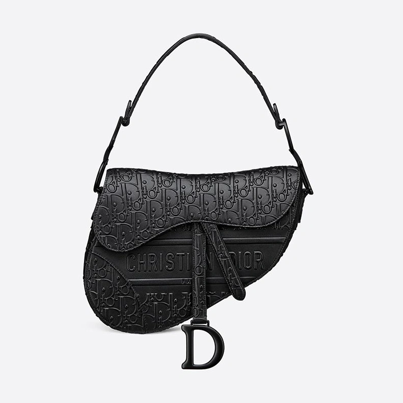 SmartChoice 1280 Christian Dior Saddle Bag Ultramatte Oblique Embossed Calfskin Black