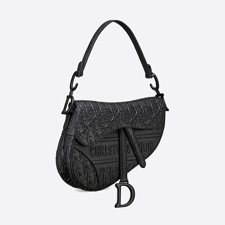 SmartChoice 1280 Christian Dior Saddle Bag Ultramatte Oblique Embossed Calfskin Black