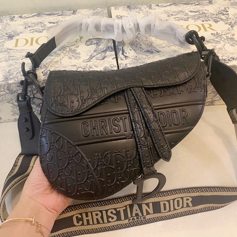 SmartChoice 1280 Christian Dior Saddle Bag Ultramatte Oblique Embossed Calfskin Black