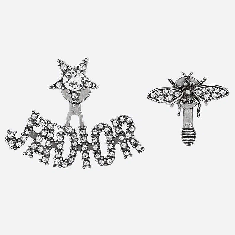SmartChoice 2141 J'Adior Earrings Antique Metal with Crystals Silver