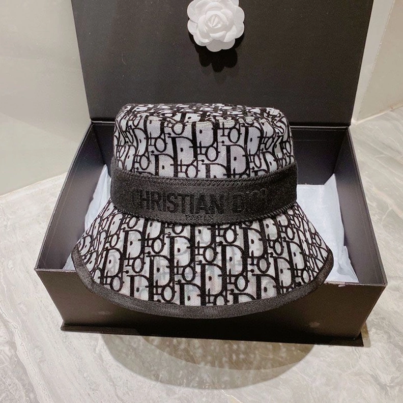 SmartChoice 2694 Christian Dior Bucket Hat D-Oblique Motif Mesh Grey