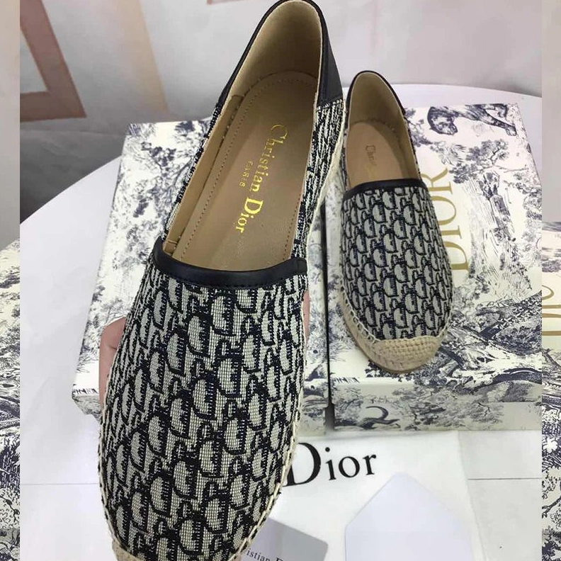 SmartChoice 4056 Dior Granville Espadrilles Women Oblique Motif Canvas Black