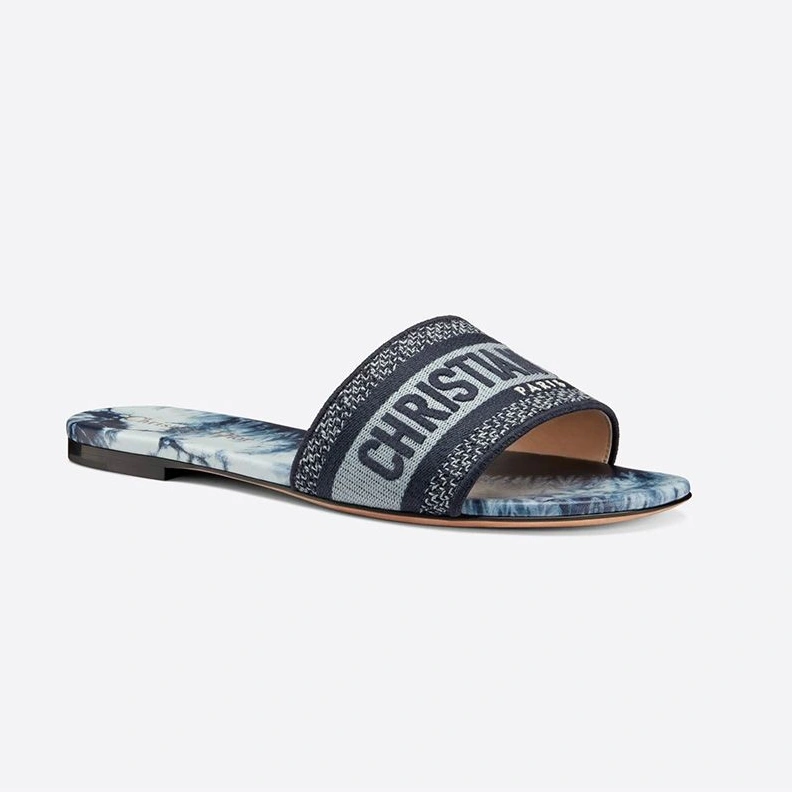 SmartChoice 4320 Christian Dior Dway Slides Women Tie & Dye Motif Canvas Blue