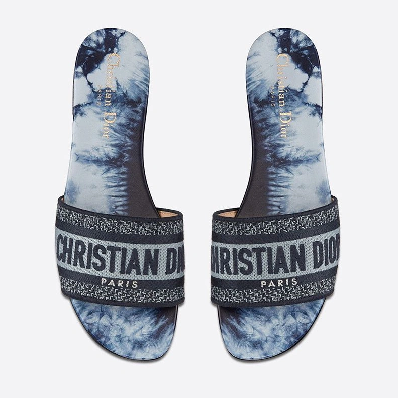 SmartChoice 4320 Christian Dior Dway Slides Women Tie & Dye Motif Canvas Blue