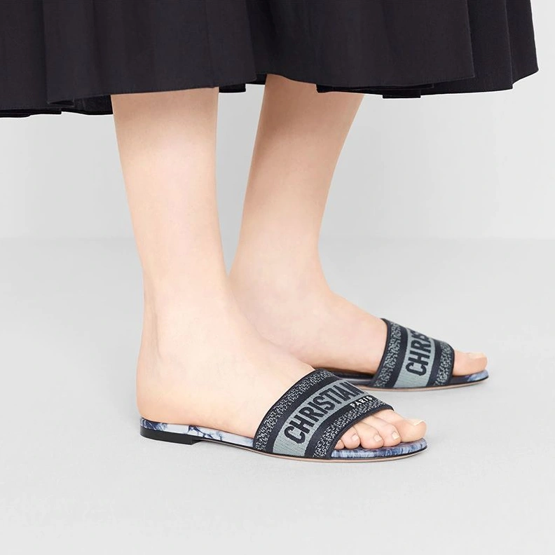 SmartChoice 4320 Christian Dior Dway Slides Women Tie & Dye Motif Canvas Blue
