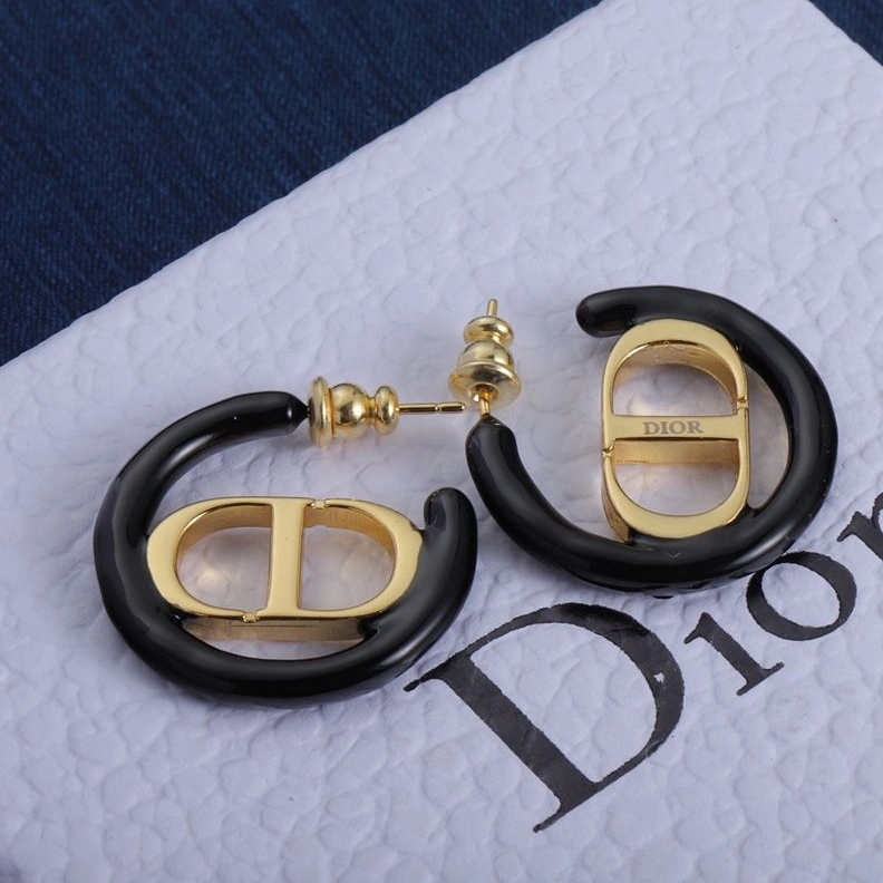 SmartChoice 5509 Dior 30 Montaigne Earrings Metal and Lacquer Gold Black