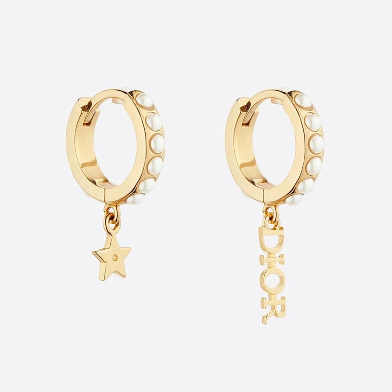 SmartChoice 639 Diorevolution Earrings Metal and White Resin Pearls Gold