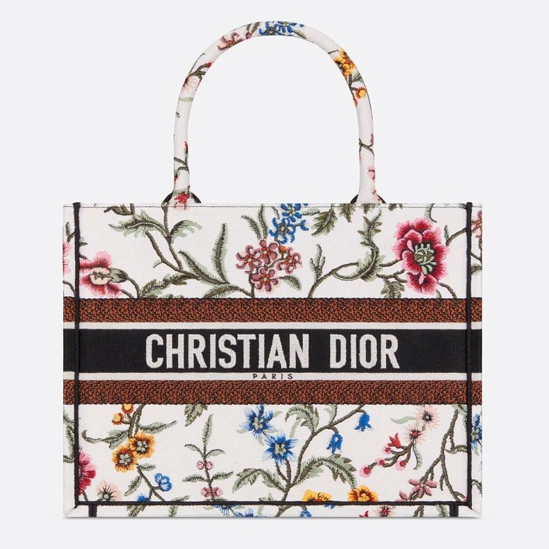 SmartChoice 6478 Dior Book Tote Petites Fleurs Motif Canvas White