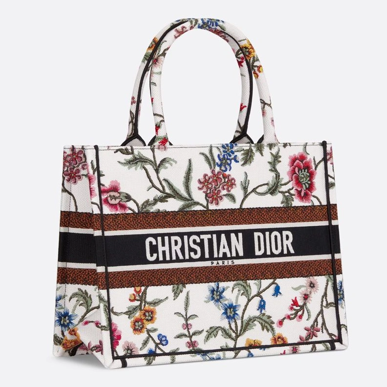 SmartChoice 6478 Dior Book Tote Petites Fleurs Motif Canvas White