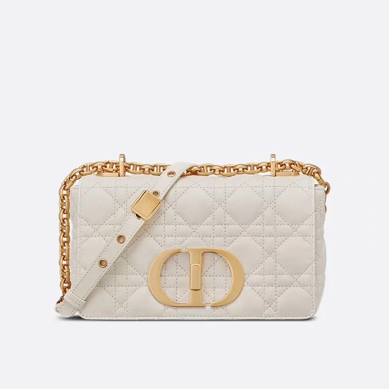 SmartChoice 6900 Small Dior Caro Bag In Supple Cannage Calfskin White