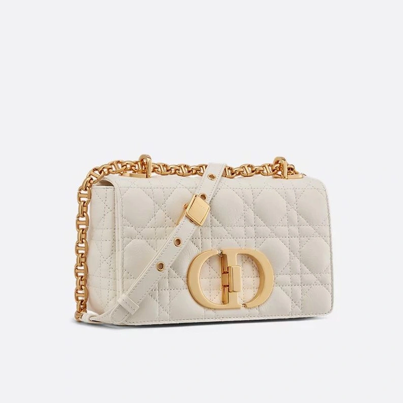 SmartChoice 6900 Small Dior Caro Bag In Supple Cannage Calfskin White