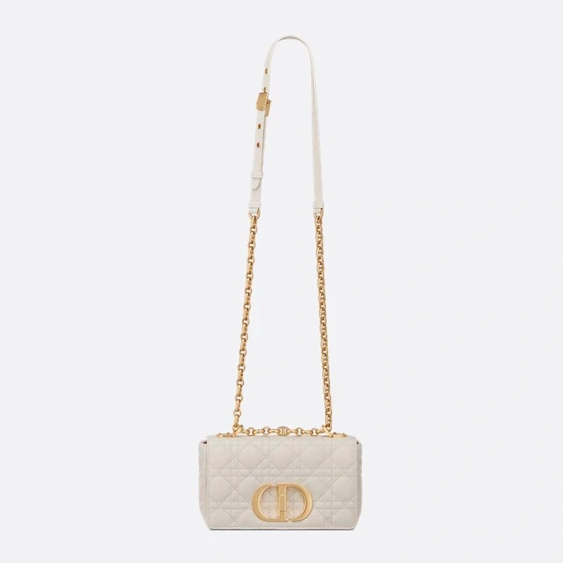 SmartChoice 6900 Small Dior Caro Bag In Supple Cannage Calfskin White