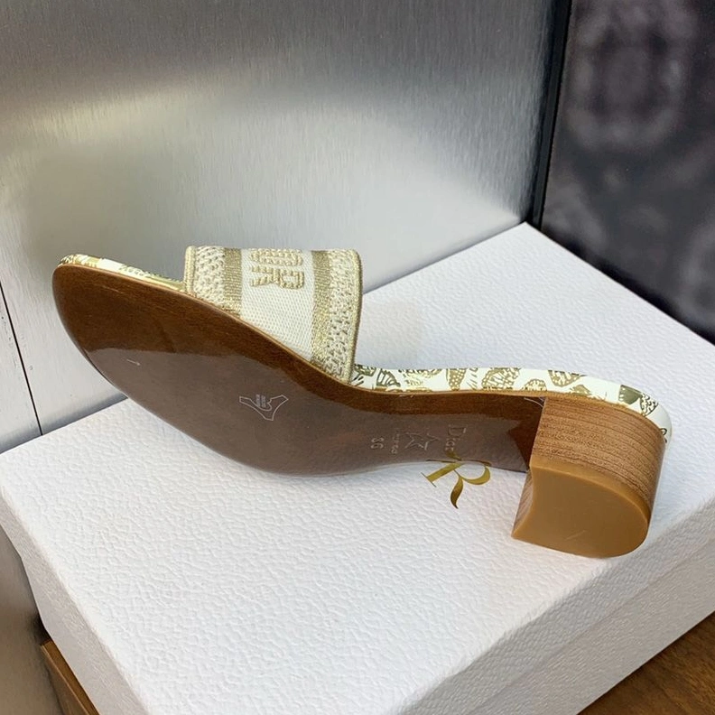 SmartChoice 9373 Christian Dior Dway Slides Women Gradient Butterflies Motif Canvas White
