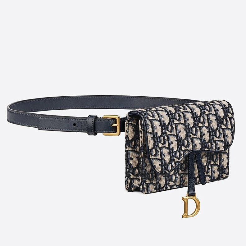 SportInspired 1411 Dior Saddle Belt Pouch In Oblique Motif Canvas Blue