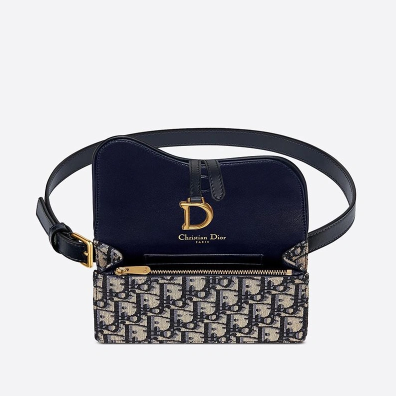 SportInspired 1411 Dior Saddle Belt Pouch In Oblique Motif Canvas Blue
