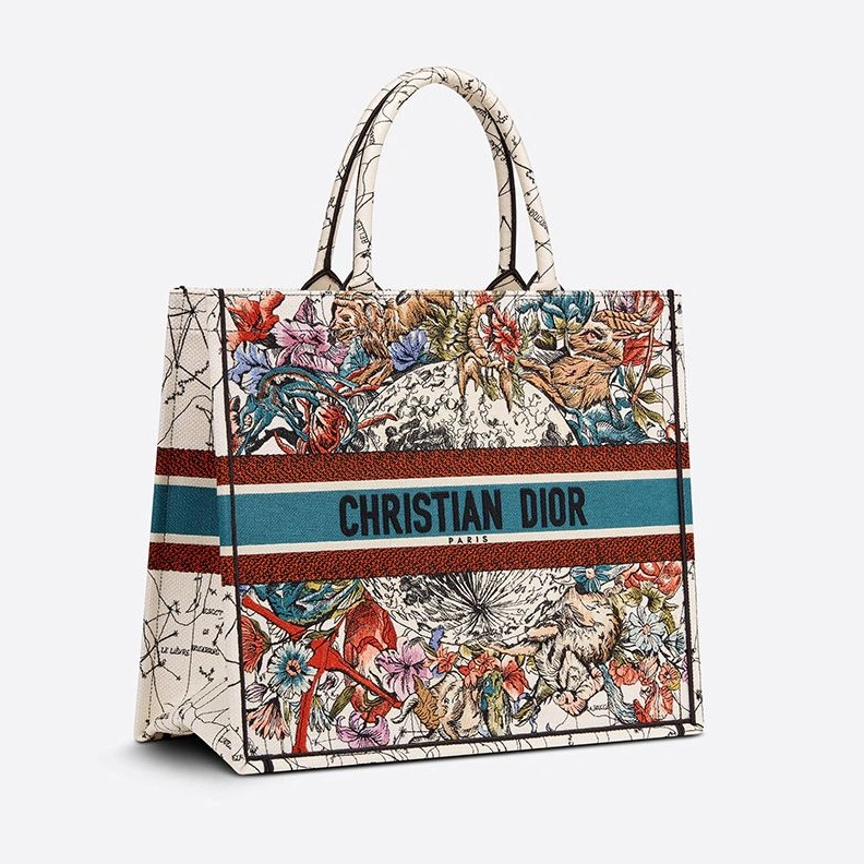 SportInspired 1713 Dior Book Tote Constellation Motif Canvas White