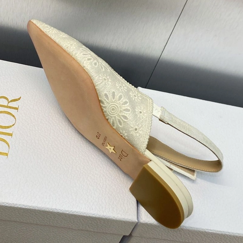 SportInspired 1828 J'Adior Slingback Pumps Women Saint-Gall Floral Motif Mesh White