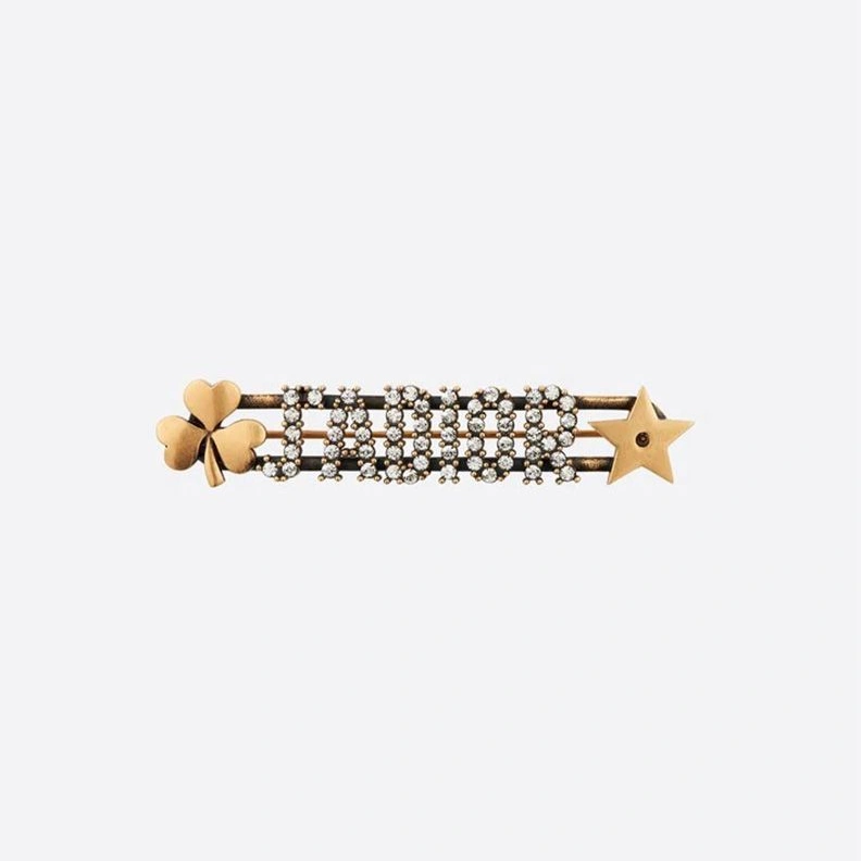 SportInspired 2055 J'Adior Brooch with Shamrock Star Crystals Gold