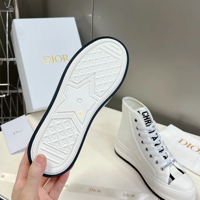 SportInspired 3854 Walk'N'Dior High-Top Platform Sneakers Women Canvas White