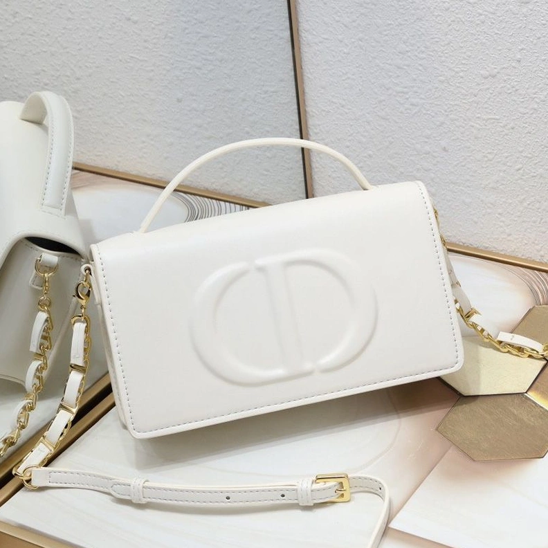 SportInspired 4333 Mini Dior CD Signature Bag Calfskin White